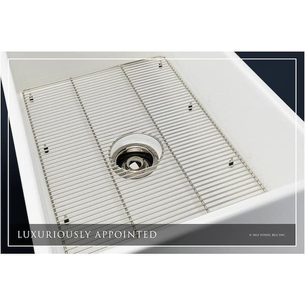 Luxury White Solid Fireclay 33 in. Single Bowl Farmhouse Apron Kitchen Sink with Polished Nickel Accs and Flat Front