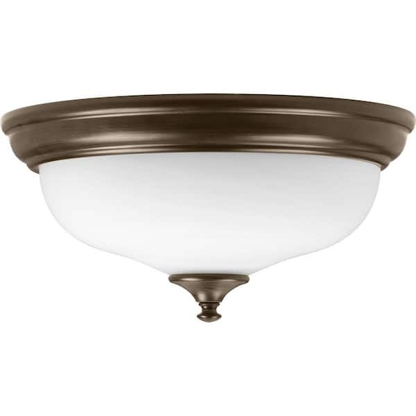 13 in. Alabaster Collection 21 -Watt Antique Bronze Integrated LED Flush Mount