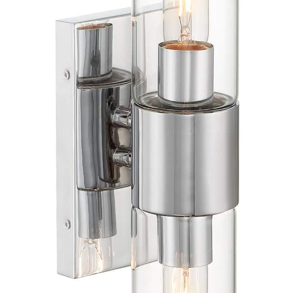 Anton 4.5 in. 2-Light Chrome Transitional Wall Sconce with Clear Glass Shades