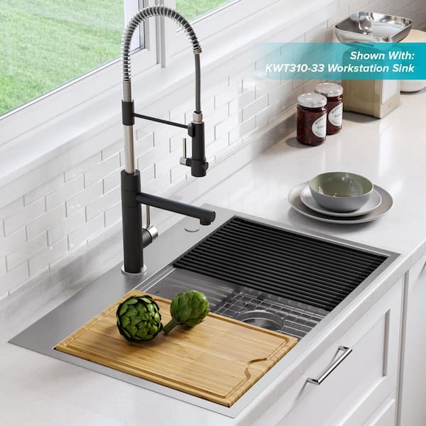 Artec Pro Single Handle Pull Down Sprayer Kitchen Faucet with Pot Filler in Spot Free Stainless Steel/Matte Black