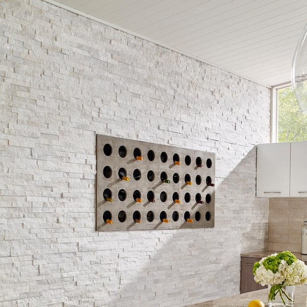 Arctic White Ledger Panel 5.90 in. x 23.62 in. Textured Marble Stone Look Wall Tile (210 sq. ft./Pallet)