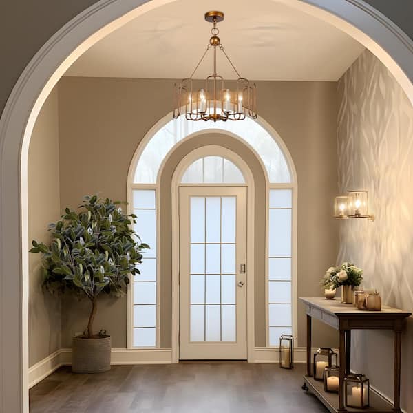 Antique Gold Dining Room Chandelier, 6-Light Modern Farmhouse Bedroom Ceiling Chandelier Light Fixture