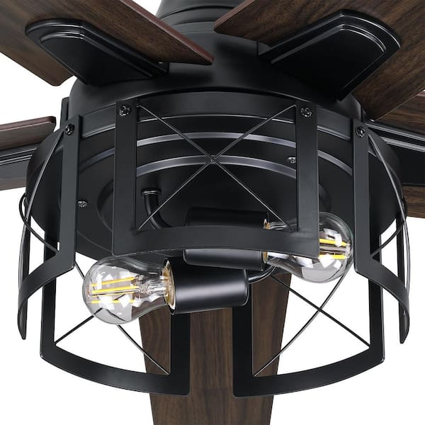 52 in. Industrial Reversible Blades Matte Black Ceiling Fan with Remote Control and Light Kit
