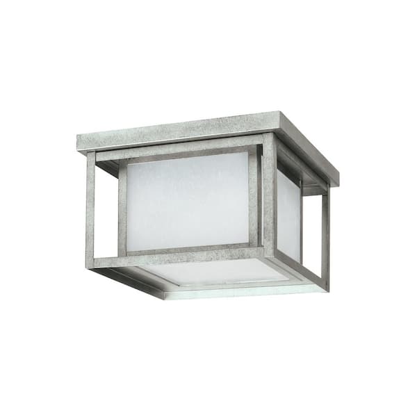 Hunnington Weathered Pewter 2-Light Outdoor Flush Mount