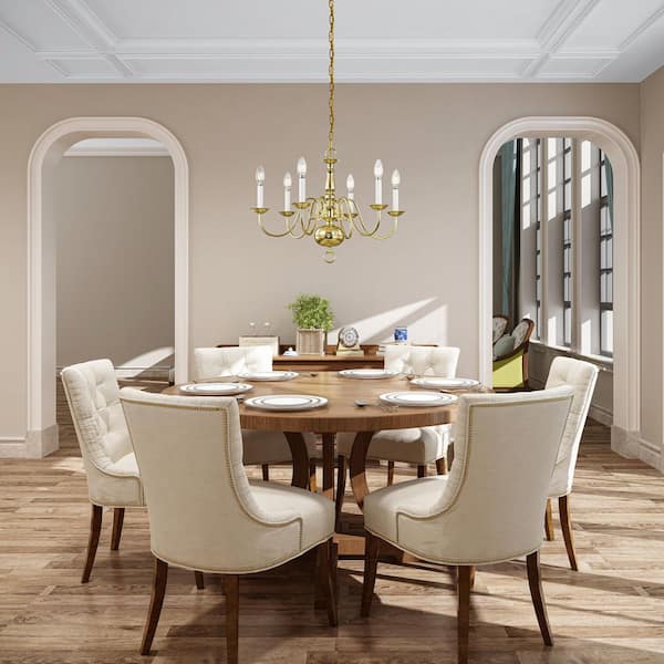 Williamsburgh 6 Light Polished Brass Chandelier