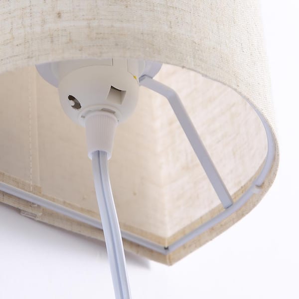 1-Light Off-White Fabric Round LED Wall Sconce Wall Light with Bulb (2-Pack)