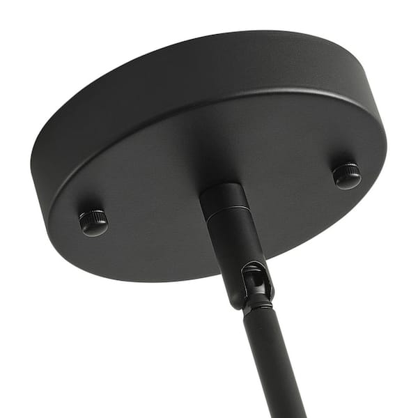 23.62 in. 1-Light Farmhouse Black Coastal Woven Chandelier with Rattan Basket Shade