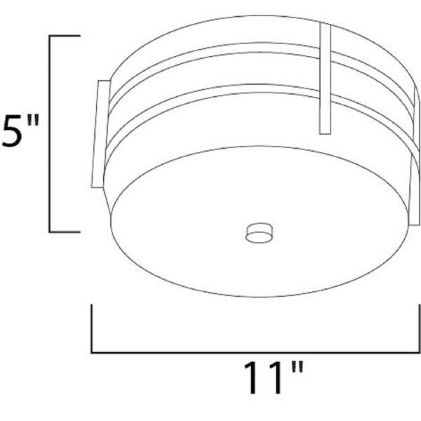 Luna 11 in. Wide Brushed Metal 2-Light Outdoor Flush Mount