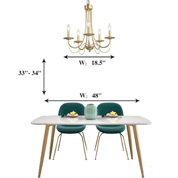 Modern Matte Gold Chandelier 5-Light Empire 18.5 in. Kitchen Dining Living Room Pendant Light