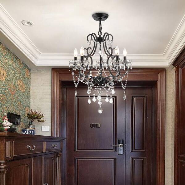 Atlanta 5 -Light Candle Style Classic/Traditional Chandelier with Crysta Accents