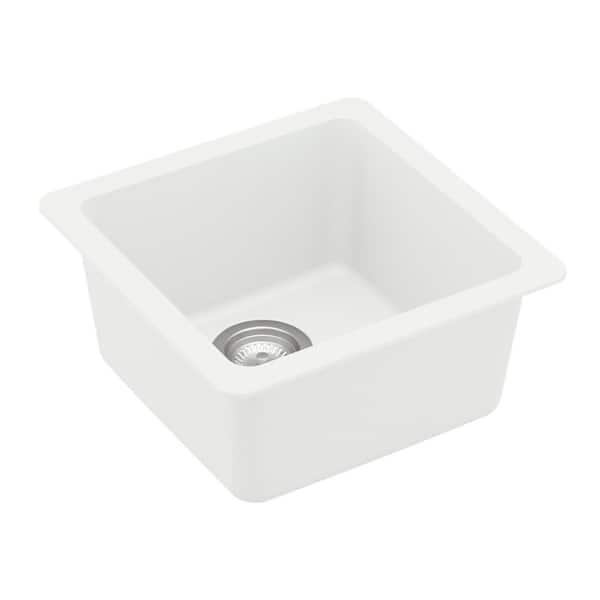 White Quartz 17 in. Undermount Bar Sink