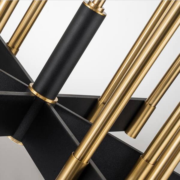 Axis 33.5 in. 18-Light Farmhouse Black and Gold Candle Style Chandelier with E12-Bulbs