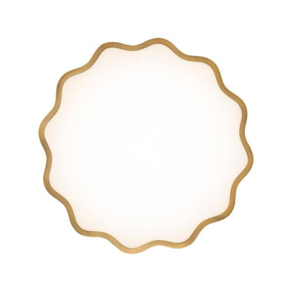 Vaughan 16 in. 1-Light Aged Brass 3000K LED Flush Mount