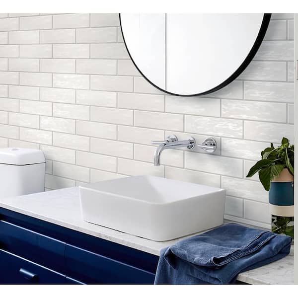 White 2.58 in. x 8 in. Polished Ceramic Subway Wall Tile (5.38 sq. ft./Case)