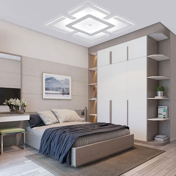 16.5 in. 1-Light White LED Semi-Flush Mount Modern Indoor Minimalist Square Ceiling Light