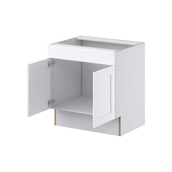 Mancos Glacier White Shaker Assembled 30 in. W x 32.5 in. H x 23.75 in. D ADA Sink Base With Removable Front Cabinet