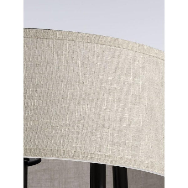 Drum Shade Collection Farmhouse 21-5/8 in. 5-Light Matte Black with Harvest Linen Shade Chandelier Light