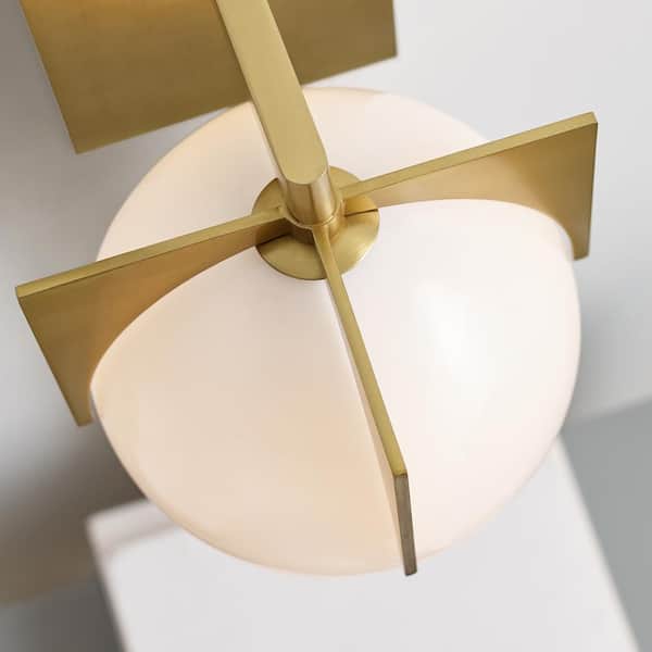 Abbott 4.5 in. Burnished Brass Sconce with Round Milk Glass Shade