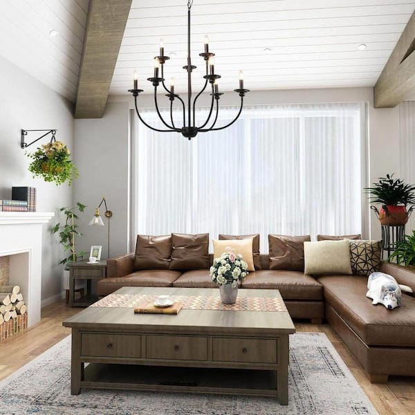 Modern Farmhouse Black Large Island Chandelier 30