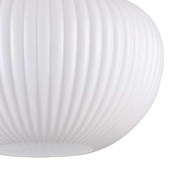 Aristo 12 in. 1-Light Black Semi-Flush Mount Ceiling Light Fixture with White Ribbed Glass Shade