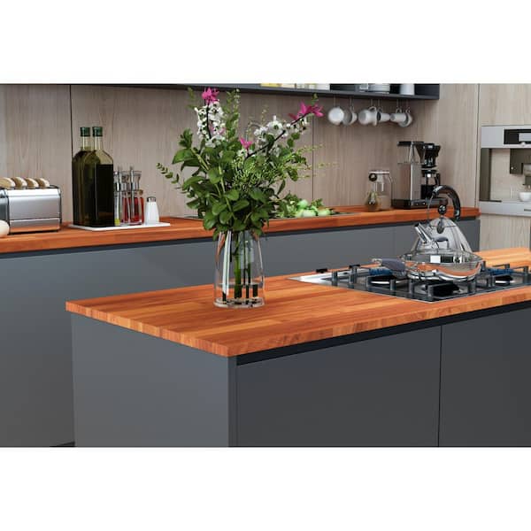 7.2 ft. L x 25 in. D, Karri Butcher Block Standard Countertop in Clear with Hybrid Edge