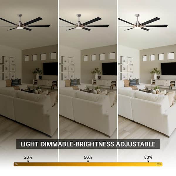72 in. Modern Integrated LED Brushed Chrome Ceiling Fan with Light and Remote Control
