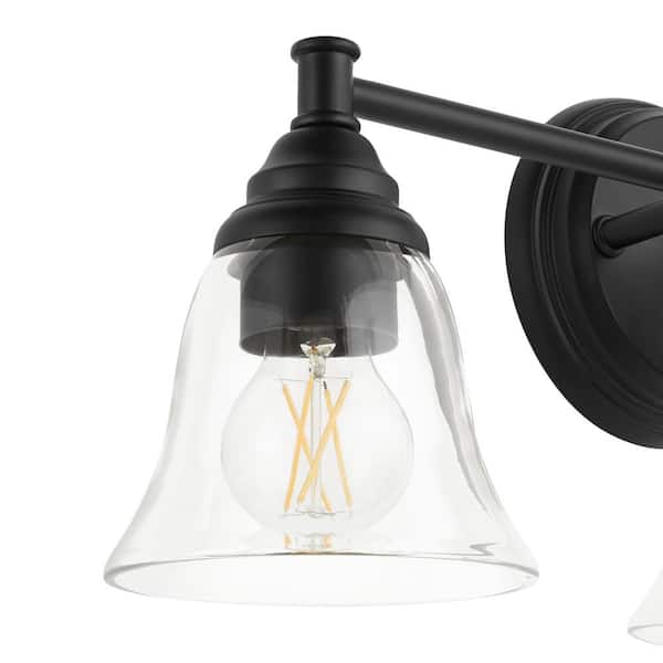 Marsden 23.5 in. 3-Light Matte Black Transitional Vanity with Clear Glass Shades