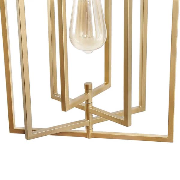 Modern Gold Kitchen Island Large Single Pendant Light, 1-Light Geometric Dining Room Chandelier with Swing Frame Tiers