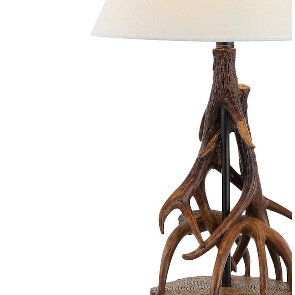 Cabell 26 in. Brown/White Farmhouse Rustic Iron LED Table Lamp