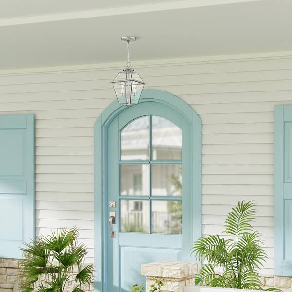 Westover 2 Light Brushed Nickel Outdoor Pendant Lantern