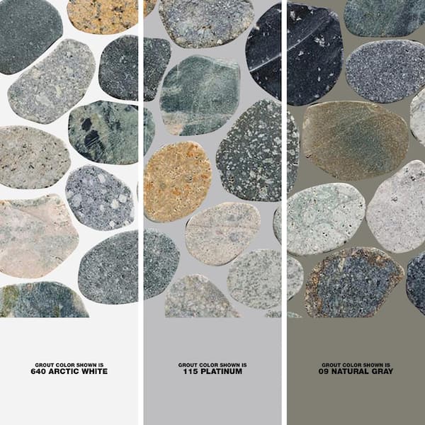 Sliced Pebble Tile River Grey 11-1/4 in. x 11-1/4 in. x 9.5 mm Mesh-Mounted Mosaic Tile (9.61 sq. ft. / case)