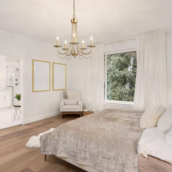 Modern Matte Gold Chandelier 5-Light Empire 18.5 in. Kitchen Dining Living Room Pendant Light