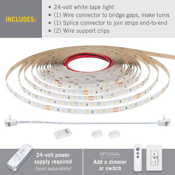 RibbonFlex Pro 65.6 ft. Hardwired 4000K Warm White 24-Volt 60 LED/m Integrated LED Under Cabinet Strip Light 20M