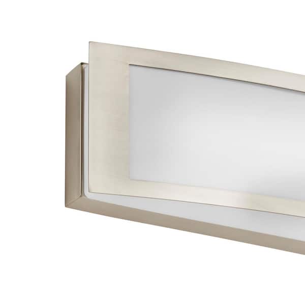 Woodbury 24.6 in. 1-Light Brushed Nickel Integrated LED Bathroom Vanity Light Bar with Frosted Acrylic Shade
