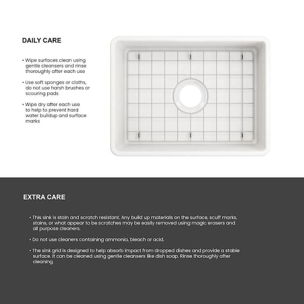 Farmhouse Apron-Front Fireclay 24 in. Single Bowl Kitchen Sink in White with Bottom Grid