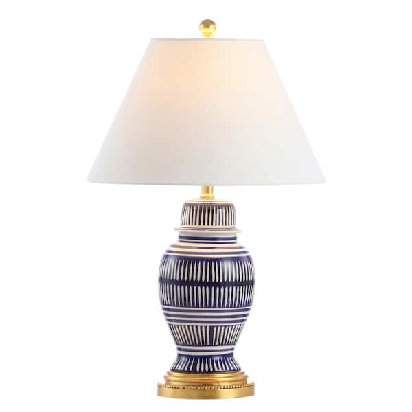 Reed 27 in. Navy Ceramic/Iron Modern Coastal LED Table Lamp