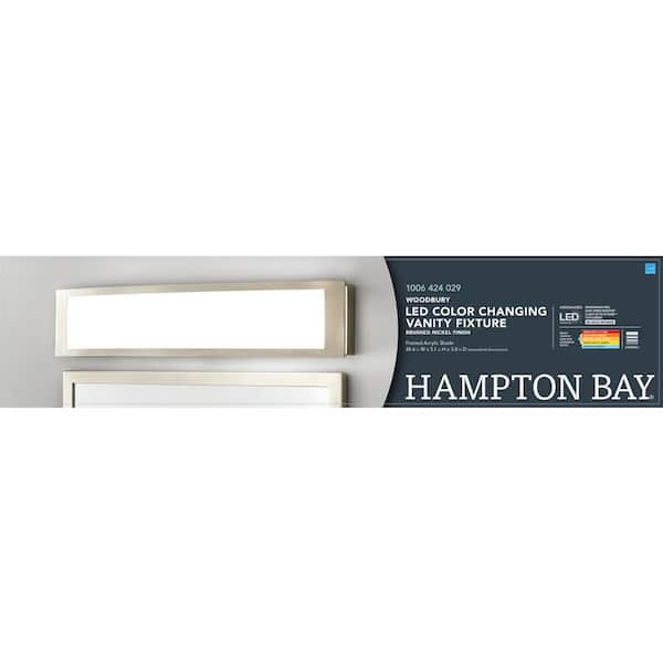 Woodbury 24.6 in. 1-Light Brushed Nickel Integrated LED Bathroom Vanity Light Bar with Frosted Acrylic Shade