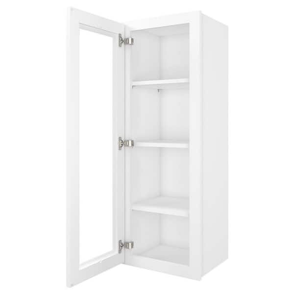 15 in. W X 12 in. D X 42 in. H in Shaker White Plywood Ready to Assemble Wall Kitchen Cabinet with 1-Door 3-Shelves