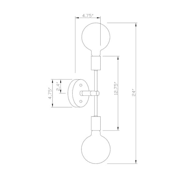 Baton 2-Light Chrome Wall Sconce Vanity Light