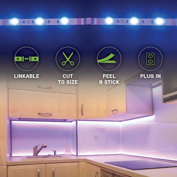 12 in. LED Linkable RGBW Flexible Under Cabinet Light Kit (4-Strip Pack)