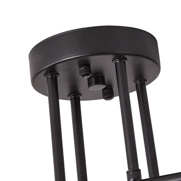 35.4 in. 6-Light Black Modern Sputnik Semi-Flush Mount Ceiling Light Fixture with Glass Shades