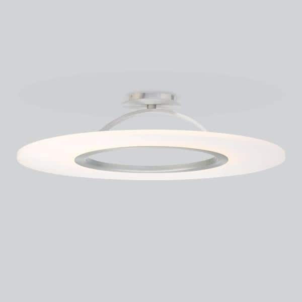 Elektron 28 in. 1-Light Brushed Aluminum LED Semi-Flush Mount