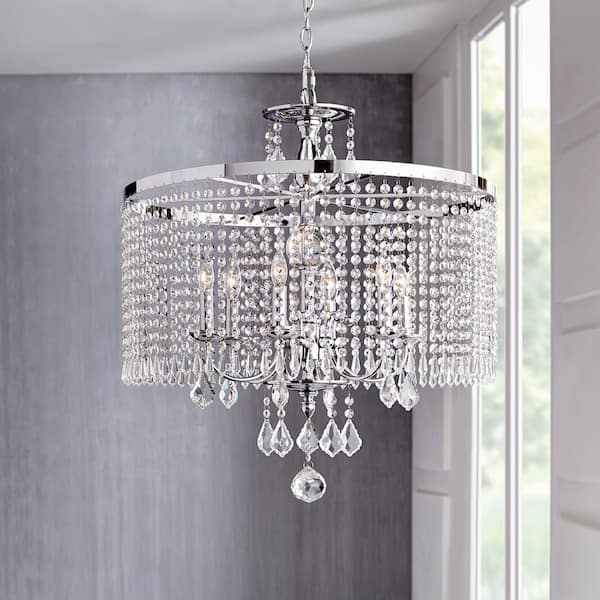 Calisitti 6-Light Polished Chrome Chandelier with K9 Crystal Dangles