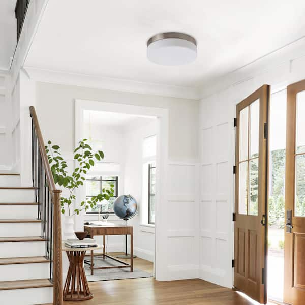 11.25 in. 1-Light Brushed Nickel LED Flush Mount