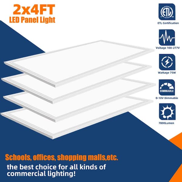 2 ft. x 4 ft. 7800 Lumens Integrated LED Troffer Light 5000K (8-Pack)