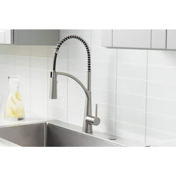 Brenner Commercial Style Single-Handle Pull-Down Sprayer Kitchen Faucet in Stainless Finish