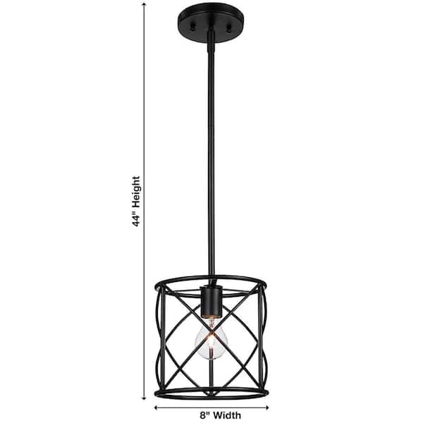 Hastings 60-Watt 1-Light Satin Bronze Pendant with Cage Shade