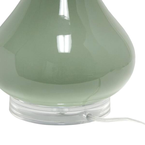 26.25 in. Sage Green Classix Modern Ceramic Droplet Table Lamp with White Fabric Shade