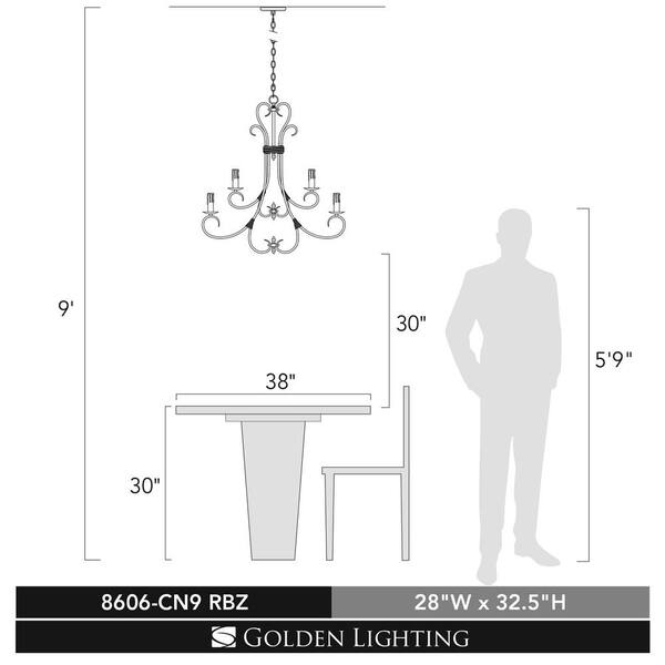 Homestead Collection 9-Light Rubbed Bronze 2-Tier Chandelier