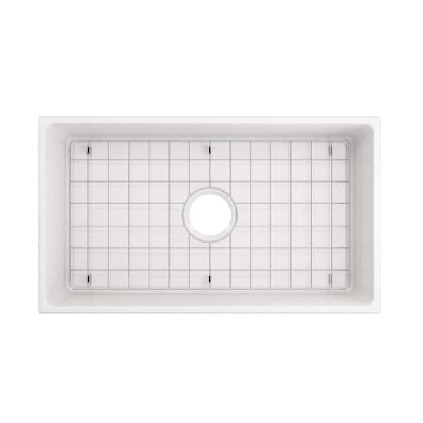 Farmhouse Apron-Front Fireclay 33 in. Single Bowl Kitchen Sink in White with Bottom Grid